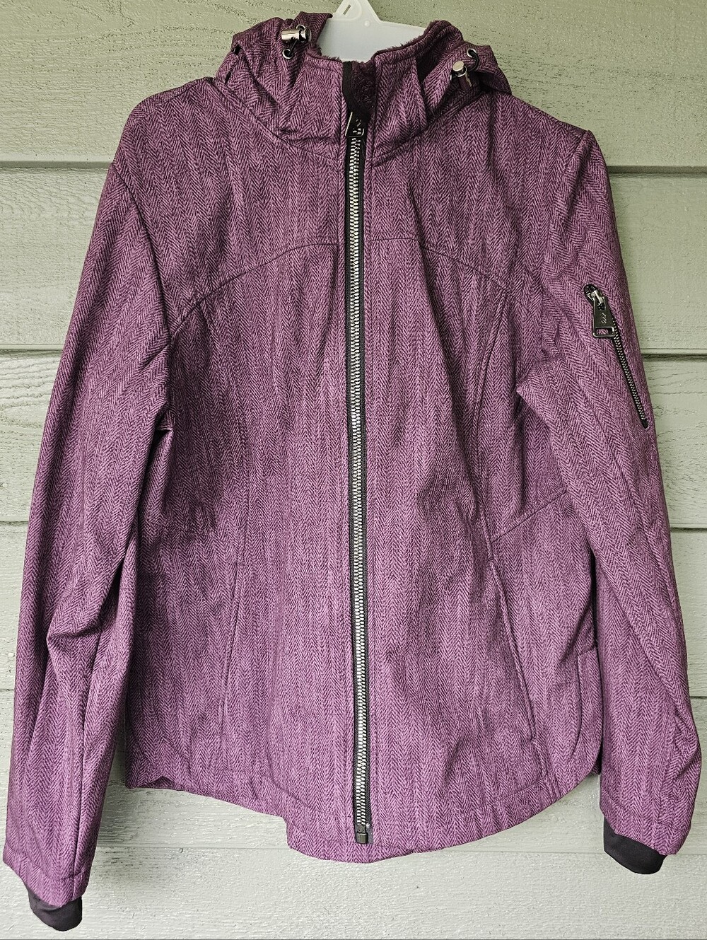 Free Country Purple Herringbone Fleece Lined Zip Hooded Jacket Women's Size M